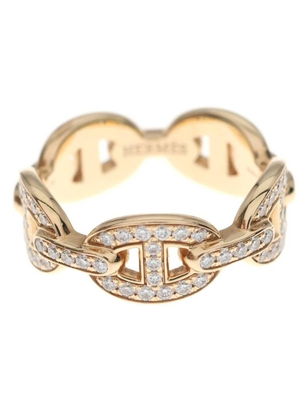 Hermes Chaine D'ancre Enchainee Diamond Ring Pink Gold